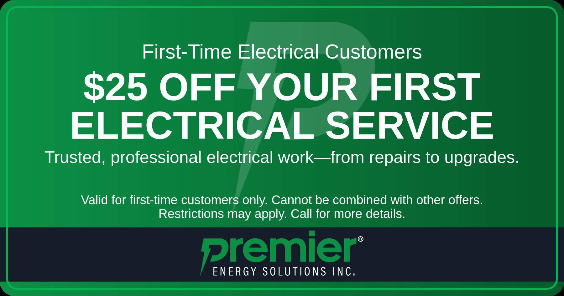 $25 off your first electrical service.